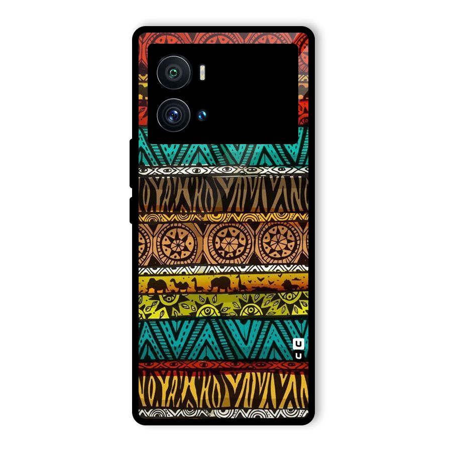 African Design Pattern Glass Back Case for Vivo iQOO 9 Pro