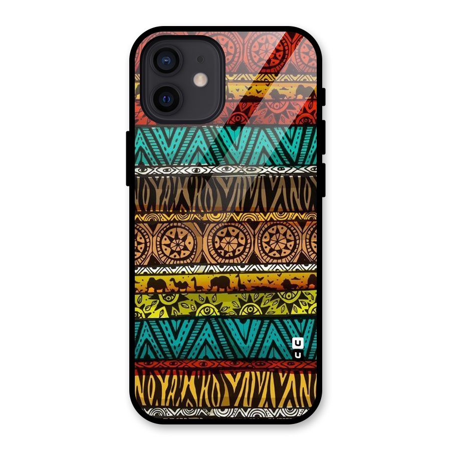 African Design Pattern Glass Back Case for iPhone 12