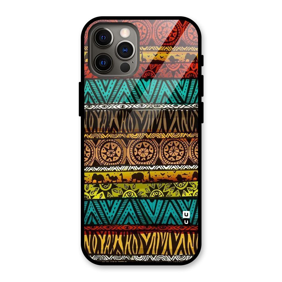 African Design Pattern Glass Back Case for iPhone 12 Pro