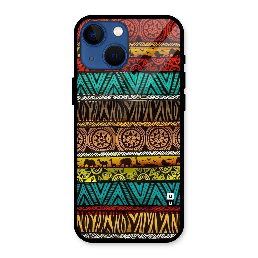 African Design Pattern Glass Back Case for iPhone 13 Mini