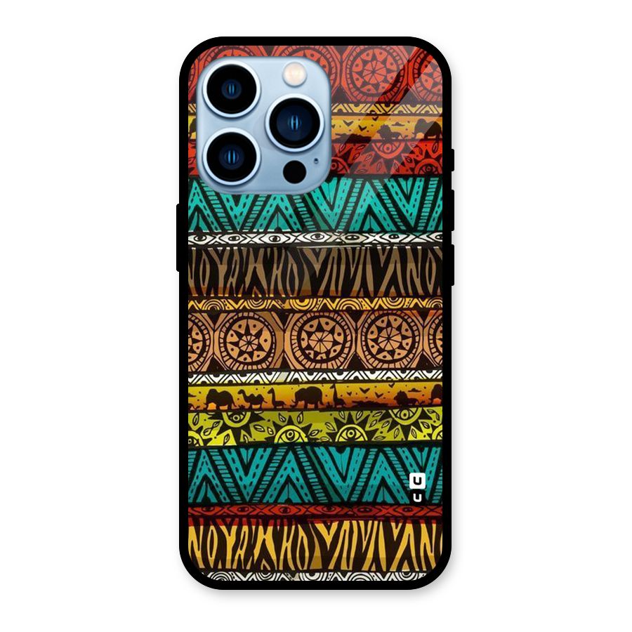 African Design Pattern Glass Back Case for iPhone 13 Pro