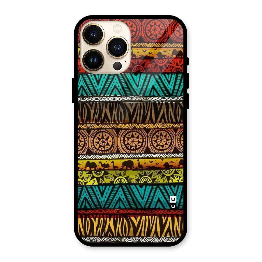 African Design Pattern Glass Back Case for iPhone 13 Pro Max