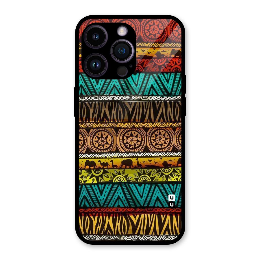 African Design Pattern Glass Back Case for iPhone 14 Pro Max