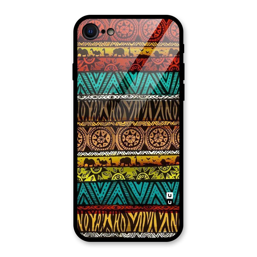 African Design Pattern Glass Back Case for iPhone SE 2022