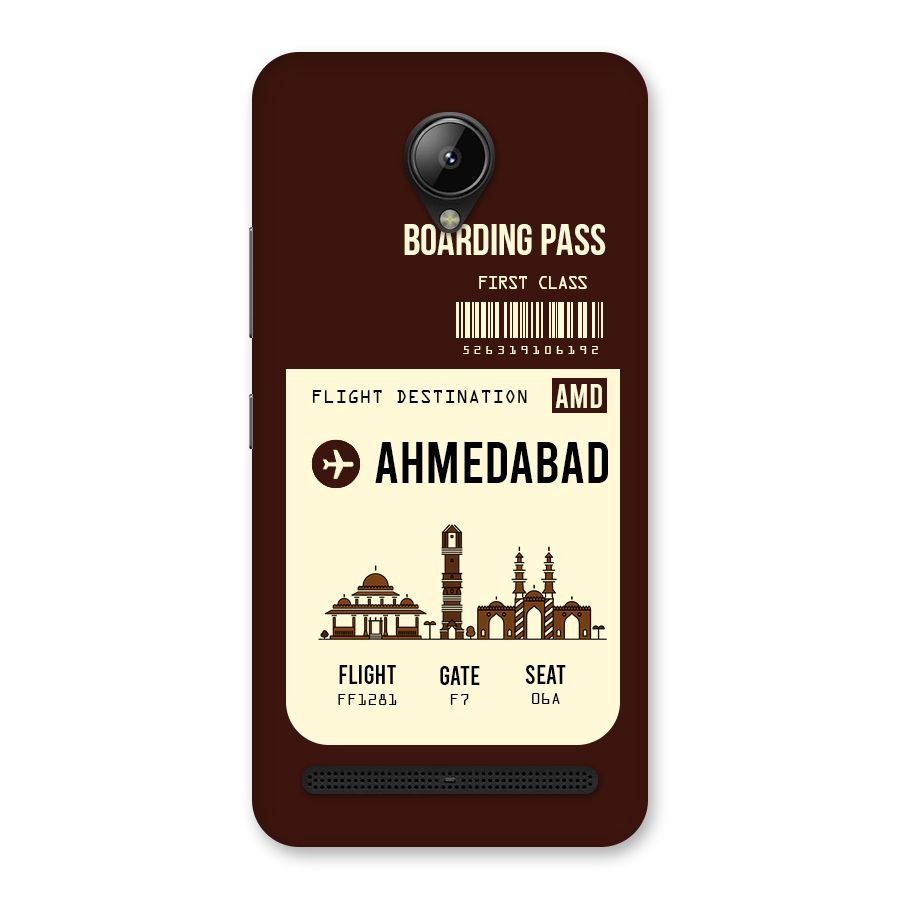 Ahmedabad Boarding Pass Back Case for Lenovo C2