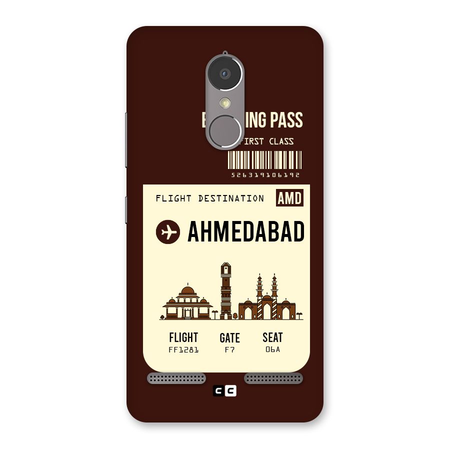 Ahmedabad Boarding Pass Back Case for Lenovo K6