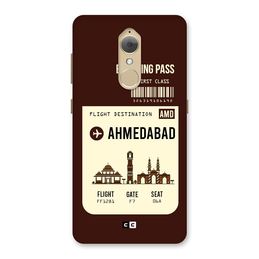 Ahmedabad Boarding Pass Back Case for Lenovo K8