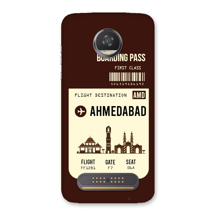 Ahmedabad Boarding Pass Back Case for Moto Z2 Play