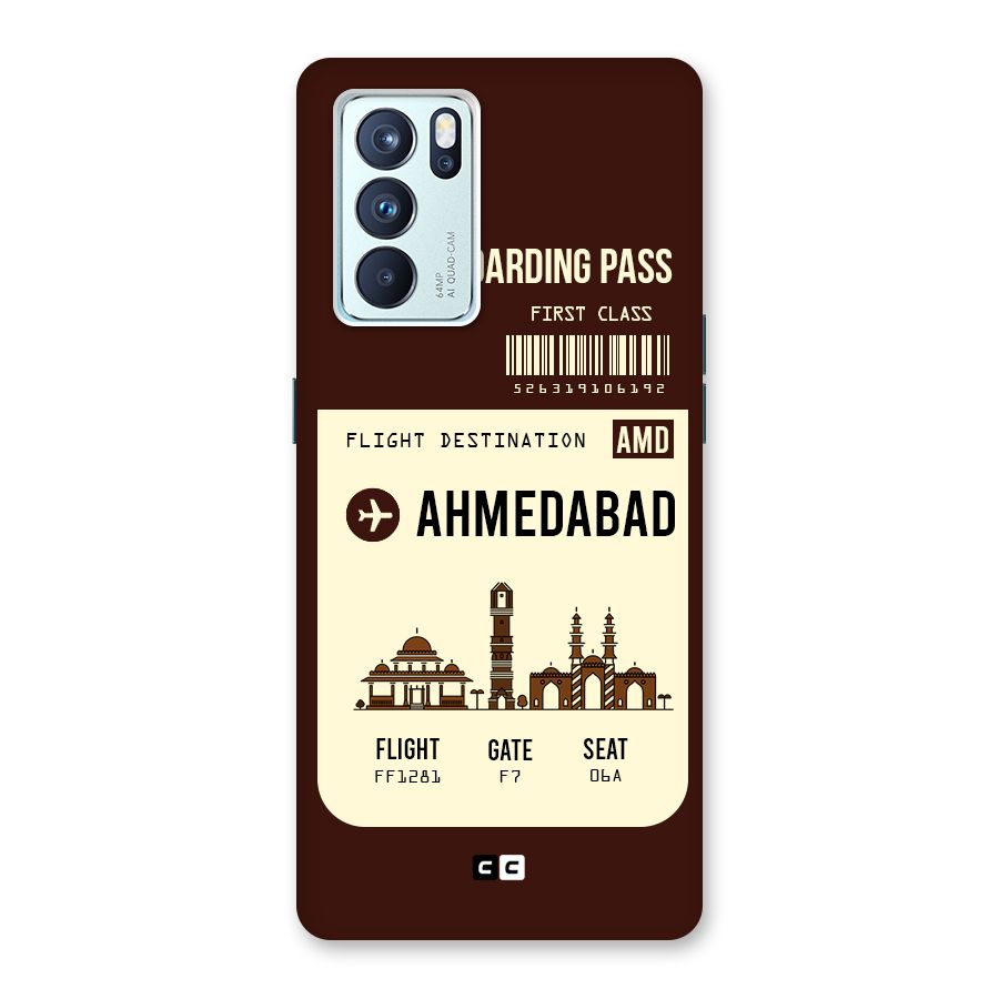 Ahmedabad Boarding Pass Back Case for Oppo Reno6 Pro 5G