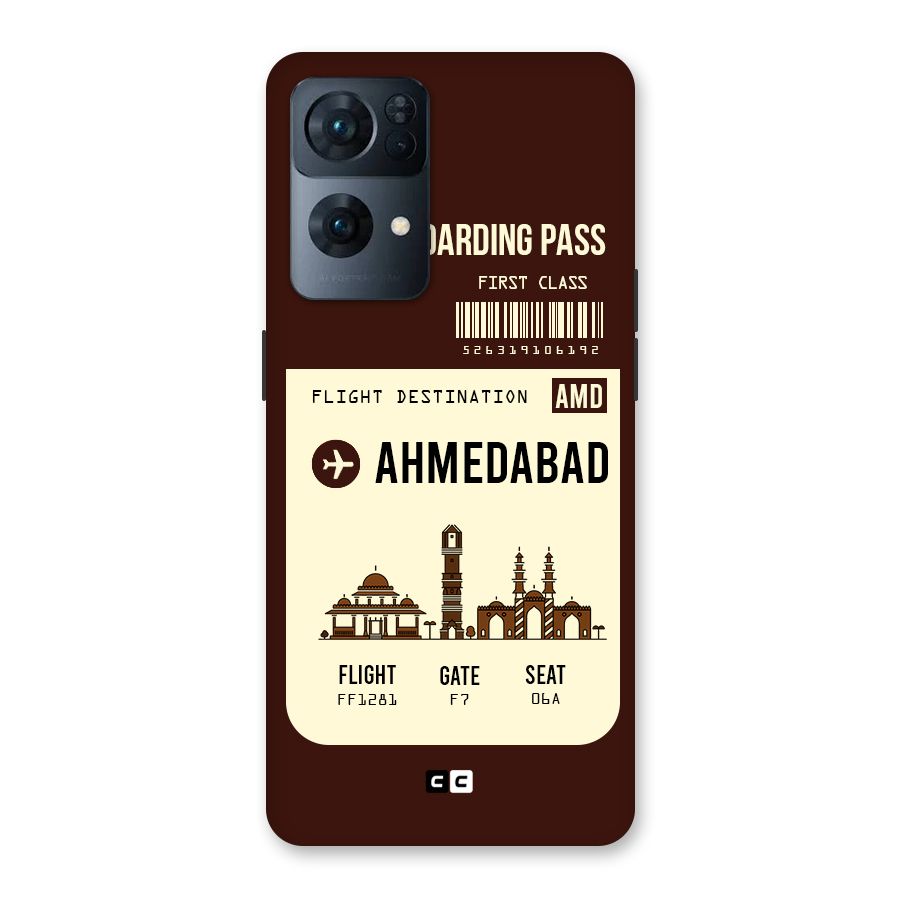 Ahmedabad Boarding Pass Back Case for Oppo Reno7 Pro 5G