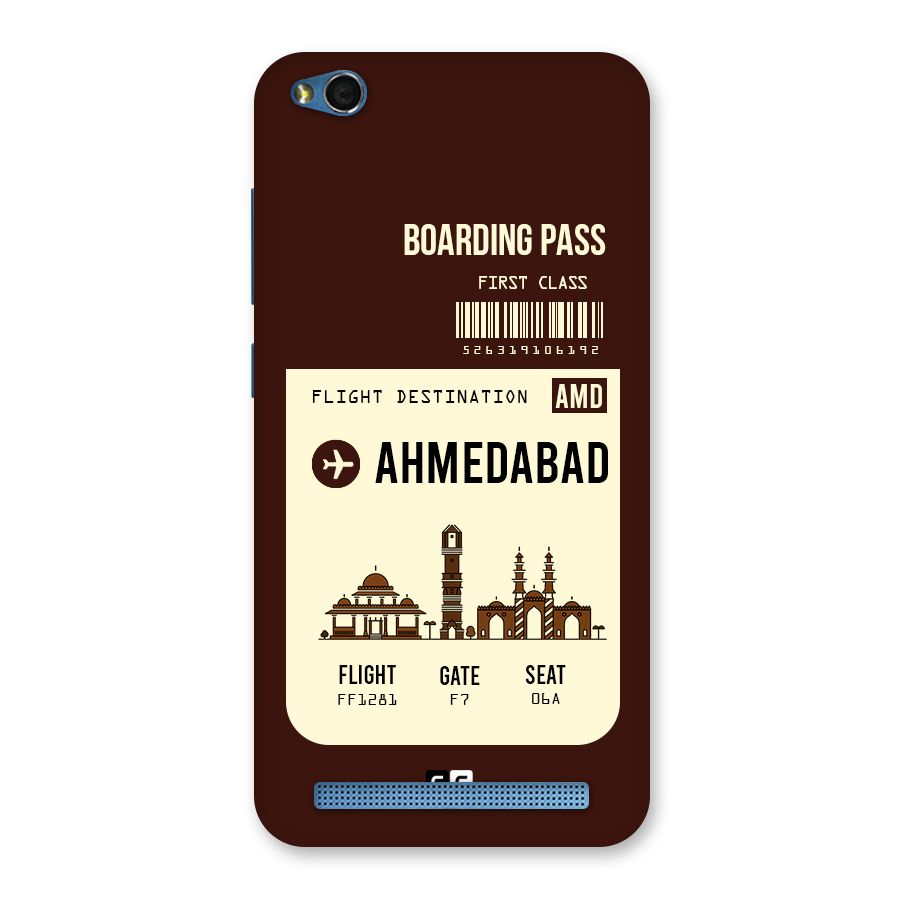 Ahmedabad Boarding Pass Back Case for Redmi 5A