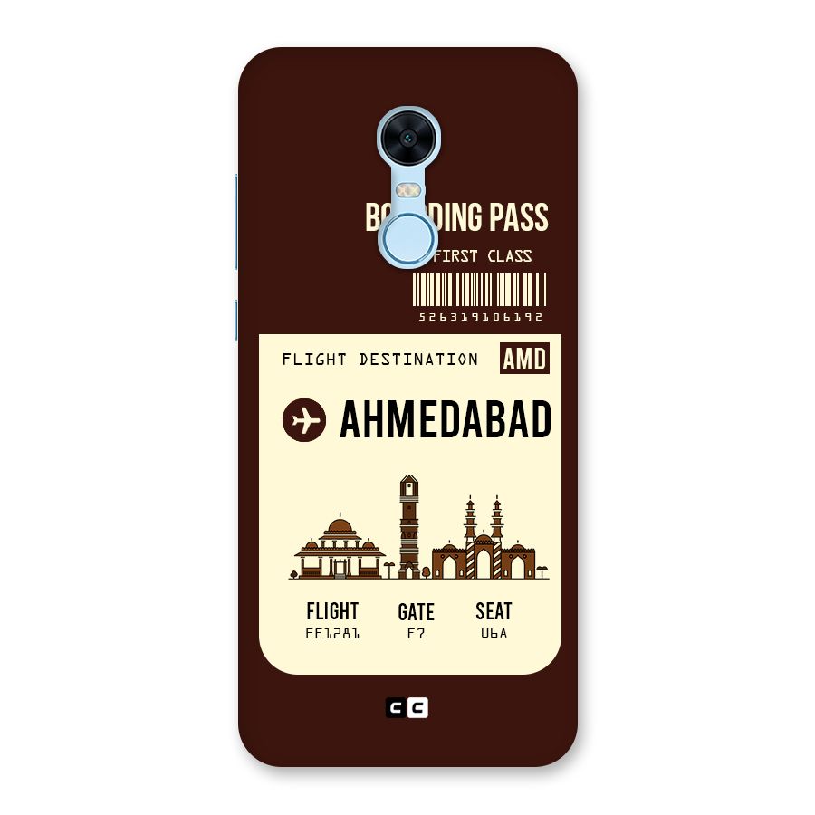 Ahmedabad Boarding Pass Back Case for Redmi Note 5