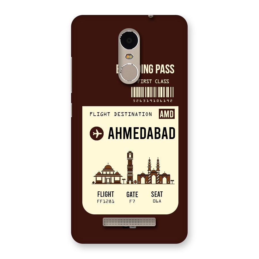 Ahmedabad Boarding Pass Back Case for Xiaomi Redmi Note 3