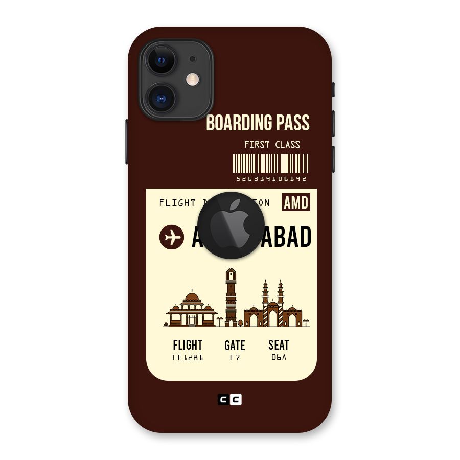 Ahmedabad Boarding Pass Back Case for iPhone 11 Logo Cut