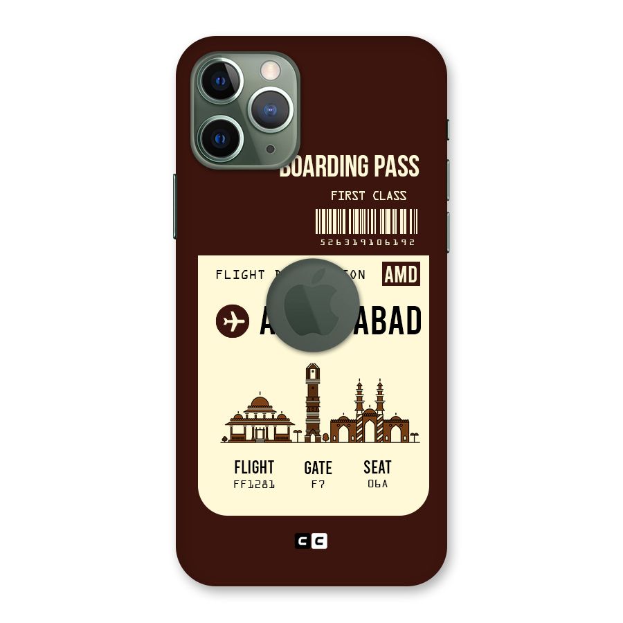 Ahmedabad Boarding Pass Back Case for iPhone 11 Pro Logo  Cut