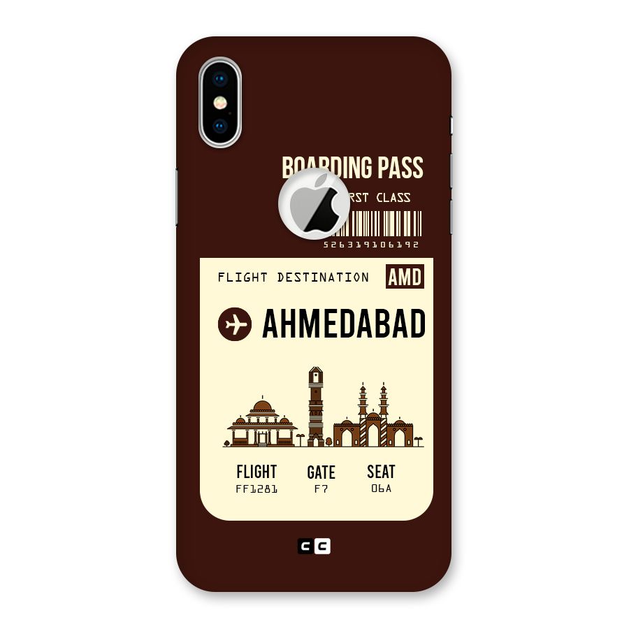 Ahmedabad Boarding Pass Back Case for iPhone X Logo Cut