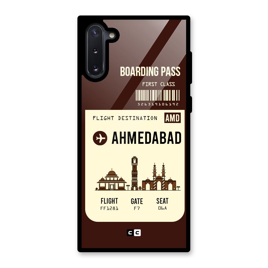 Ahmedabad Boarding Pass Glass Back Case for Galaxy Note 10