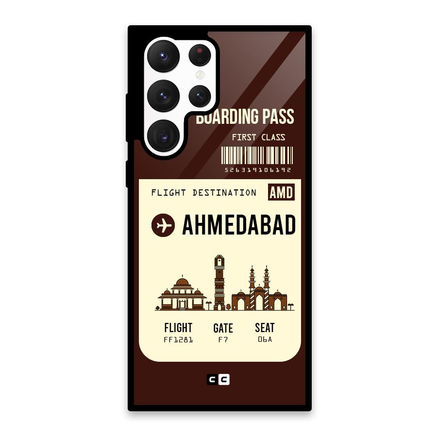 Ahmedabad Boarding Pass Glass Back Case for Galaxy S22 Ultra 5G