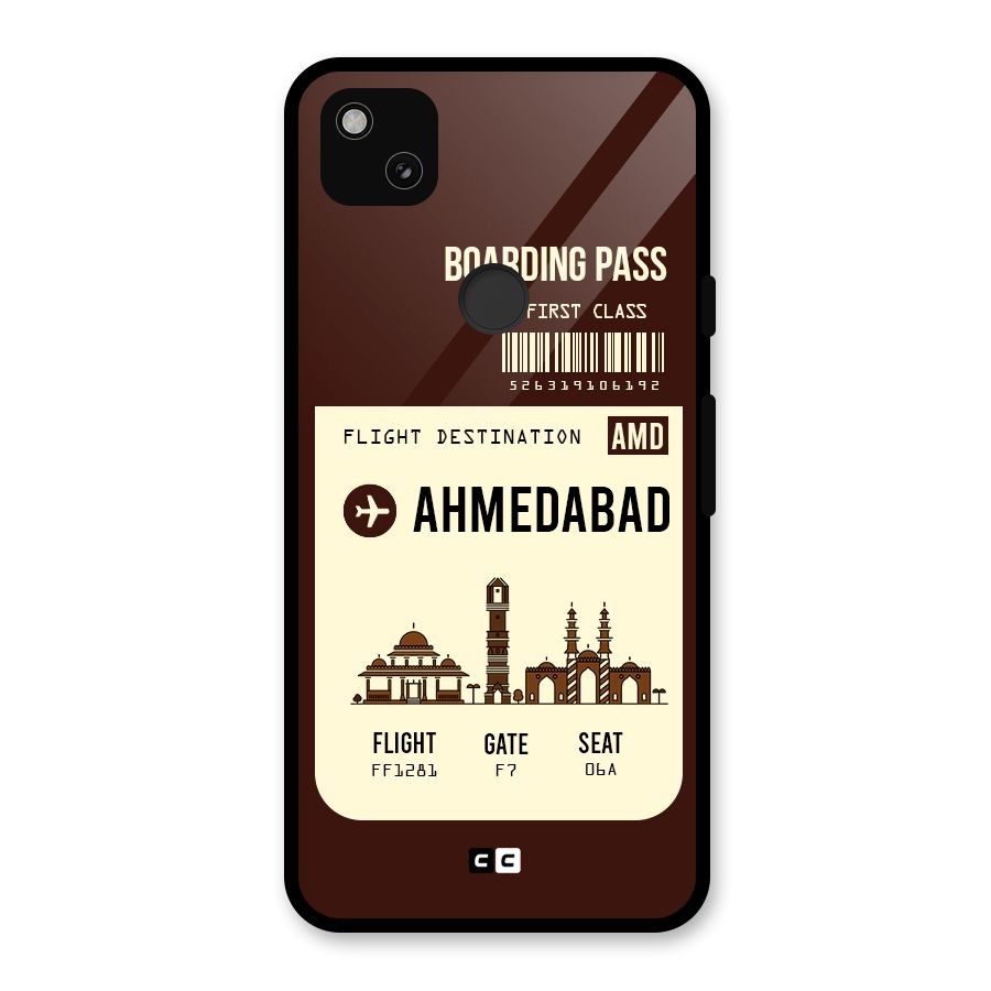Ahmedabad Boarding Pass Glass Back Case for Google Pixel 4a