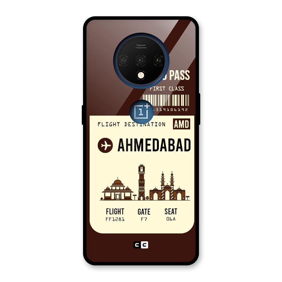 Ahmedabad Boarding Pass Glass Back Case for OnePlus 7T