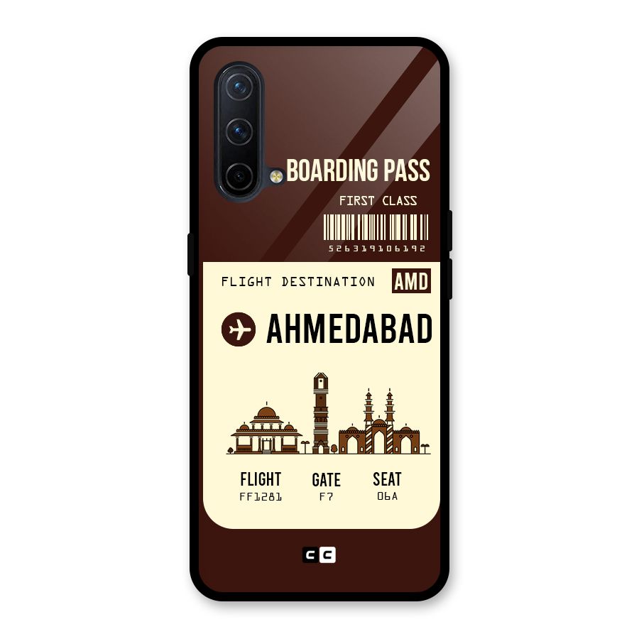Ahmedabad Boarding Pass Glass Back Case for OnePlus Nord CE 5G