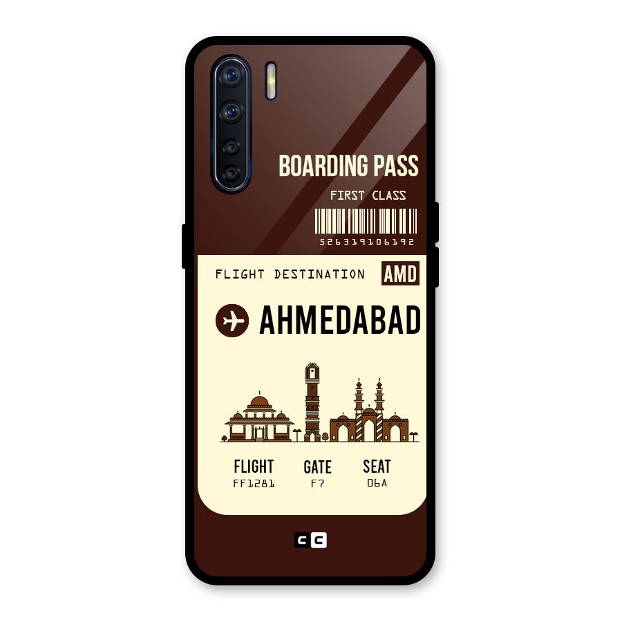 Ahmedabad Boarding Pass Glass Back Case for Oppo F15