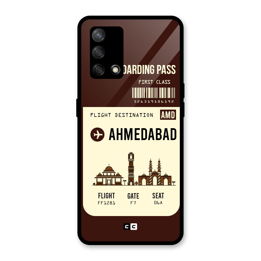 Ahmedabad Boarding Pass Glass Back Case for Oppo F19
