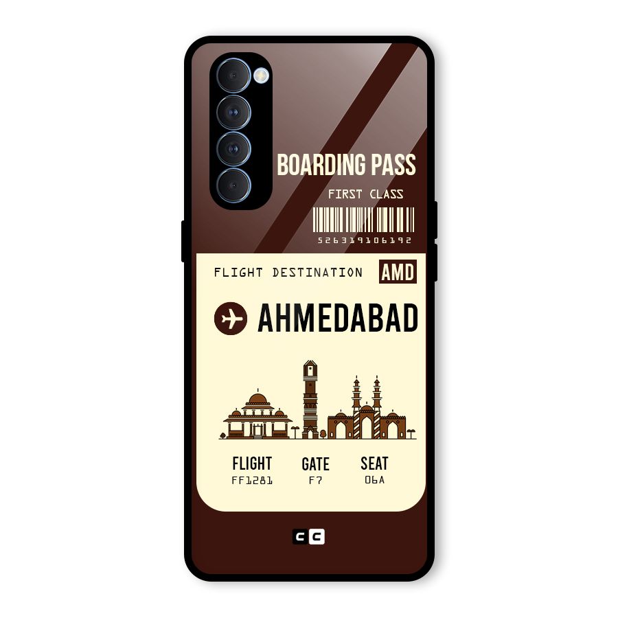 Ahmedabad Boarding Pass Glass Back Case for Oppo Reno4 Pro
