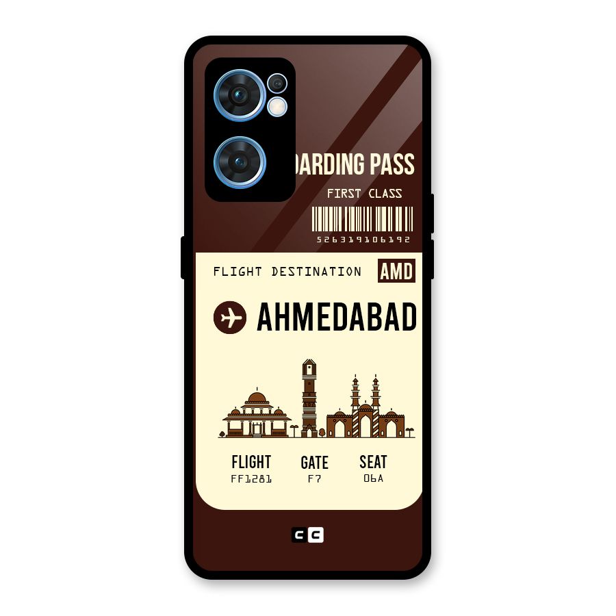 Ahmedabad Boarding Pass Glass Back Case for Oppo Reno7 5G