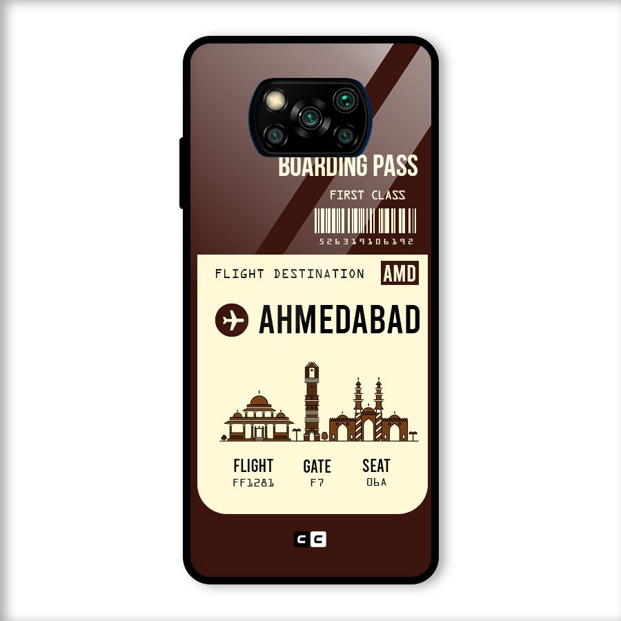 Ahmedabad Boarding Pass Glass Back Case for Poco X3