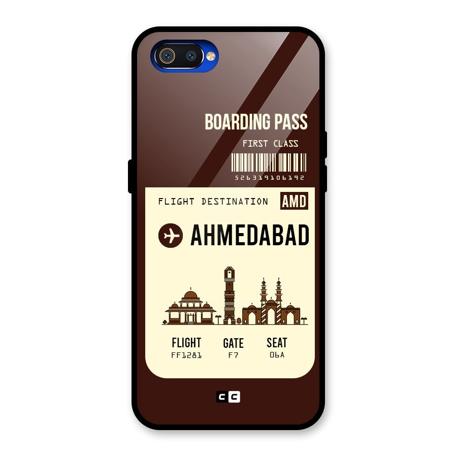 Ahmedabad Boarding Pass Glass Back Case for Realme C2