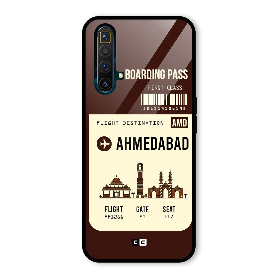 Ahmedabad Boarding Pass Glass Back Case for Realme X3