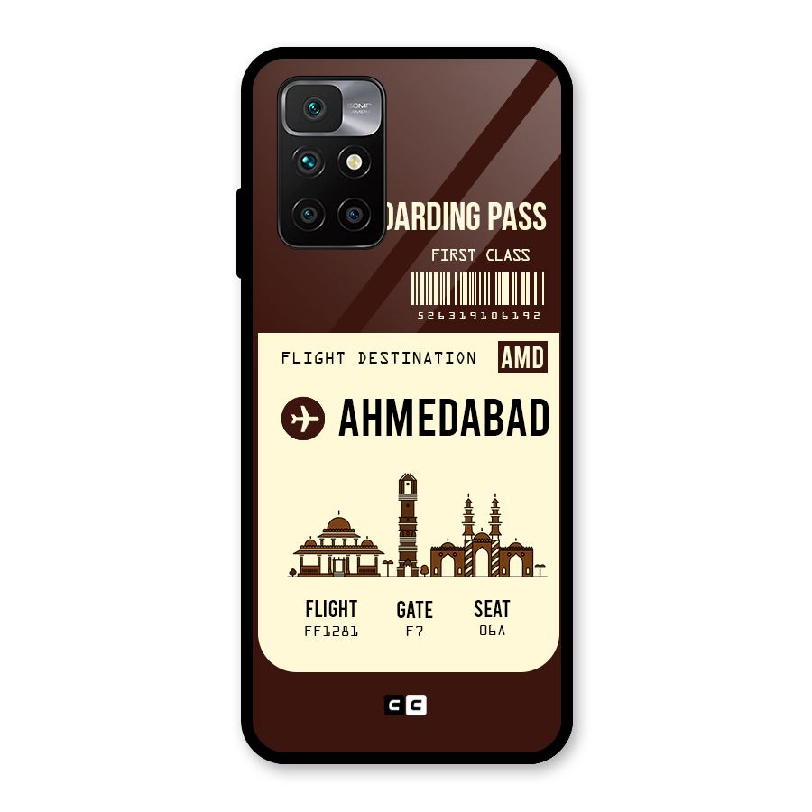 Ahmedabad Boarding Pass Glass Back Case for Redmi 10 Prime