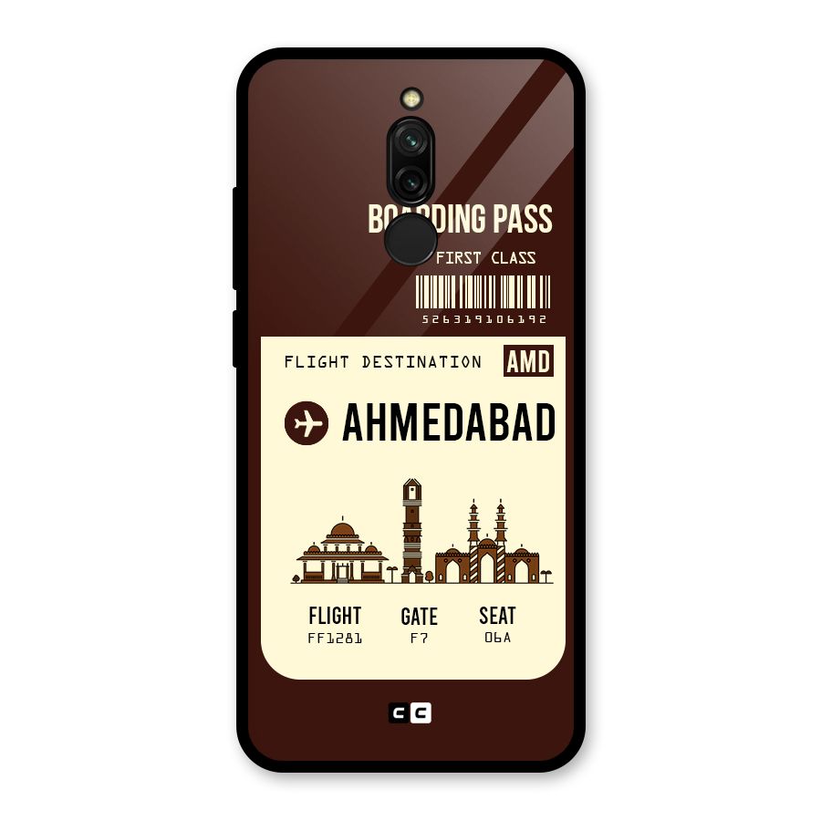 Ahmedabad Boarding Pass Glass Back Case for Redmi 8