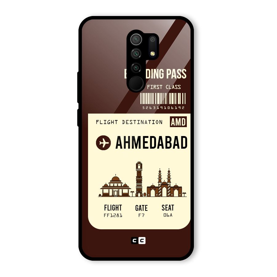Ahmedabad Boarding Pass Glass Back Case for Redmi 9 Prime