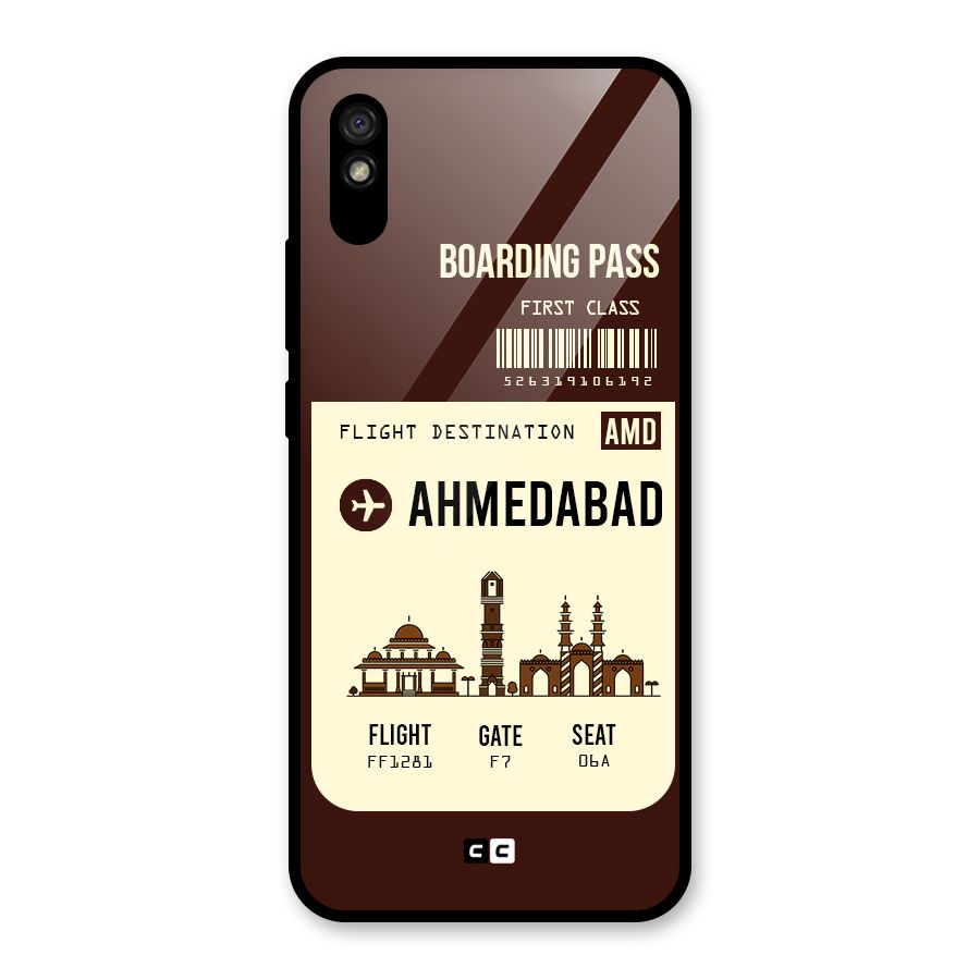 Ahmedabad Boarding Pass Glass Back Case for Redmi 9i