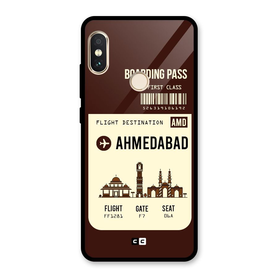 Ahmedabad Boarding Pass Glass Back Case for Redmi Note 5 Pro