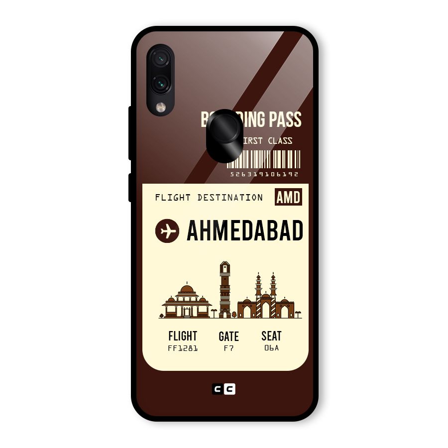 Ahmedabad Boarding Pass Glass Back Case for Redmi Note 7 Pro