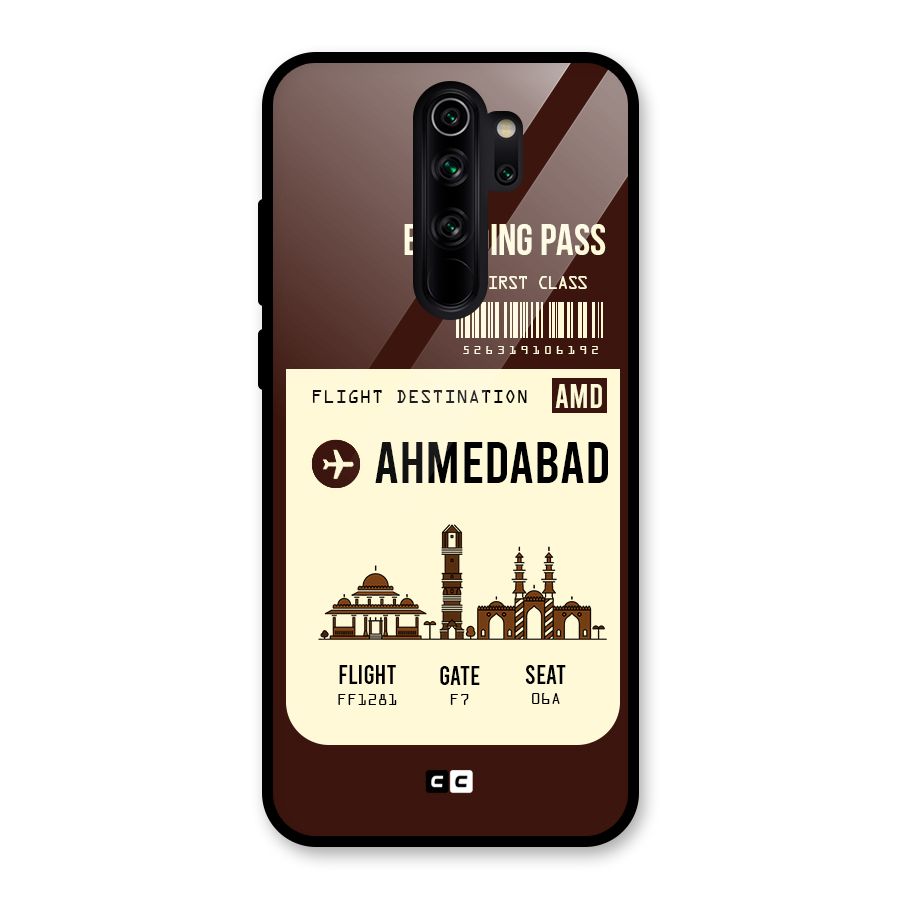 Ahmedabad Boarding Pass Glass Back Case for Redmi Note 8 Pro
