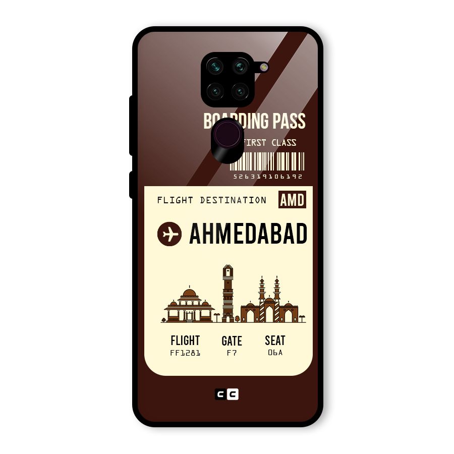 Ahmedabad Boarding Pass Glass Back Case for Redmi Note 9