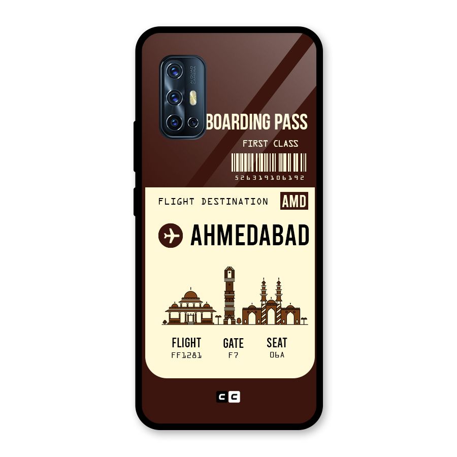 Ahmedabad Boarding Pass Glass Back Case for Vivo V17