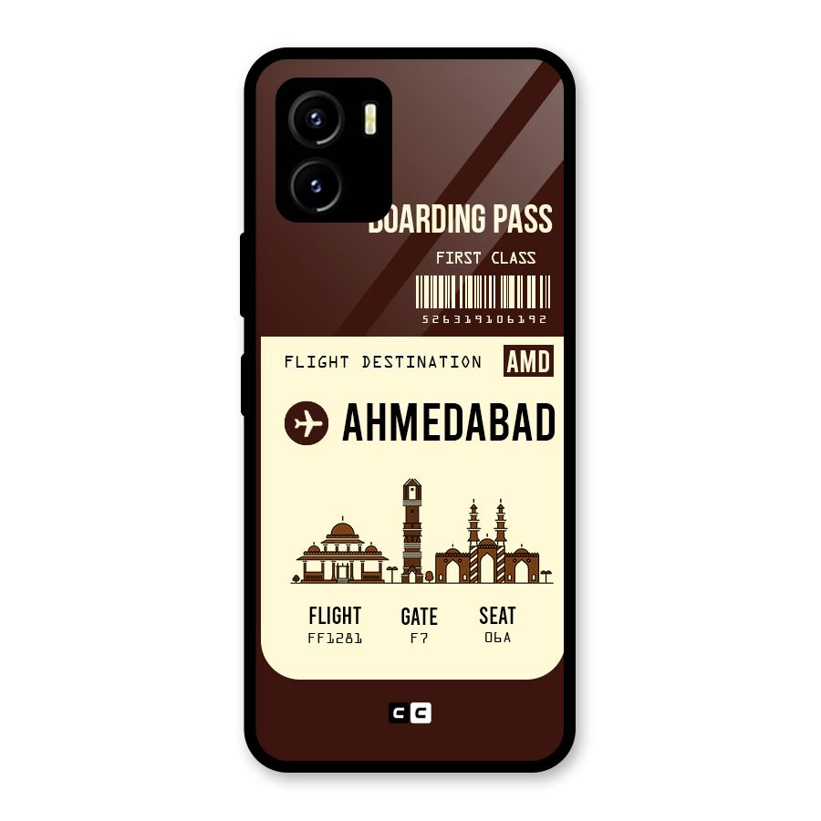Ahmedabad Boarding Pass Glass Back Case for Vivo Y15s