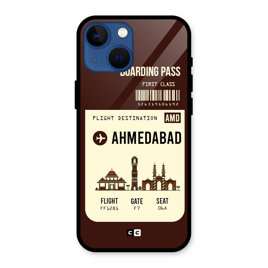 Ahmedabad Boarding Pass Glass Back Case for iPhone 13 Mini