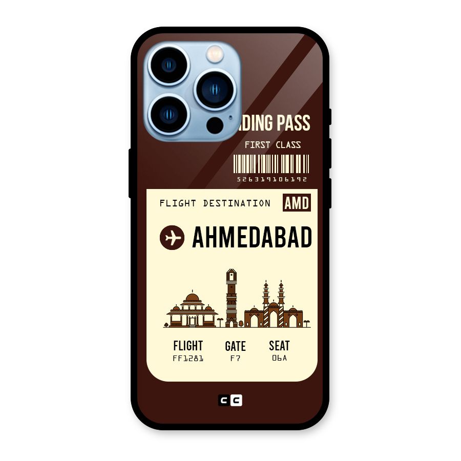 Ahmedabad Boarding Pass Glass Back Case for iPhone 13 Pro
