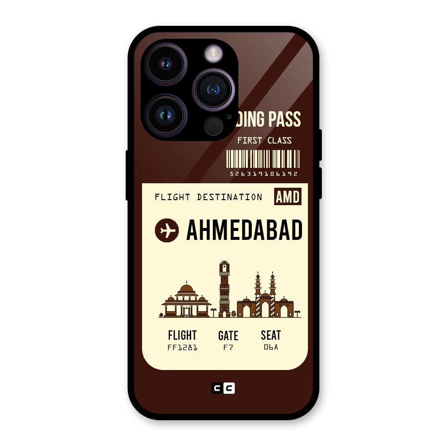 Ahmedabad Boarding Pass Glass Back Case for iPhone 14 Pro