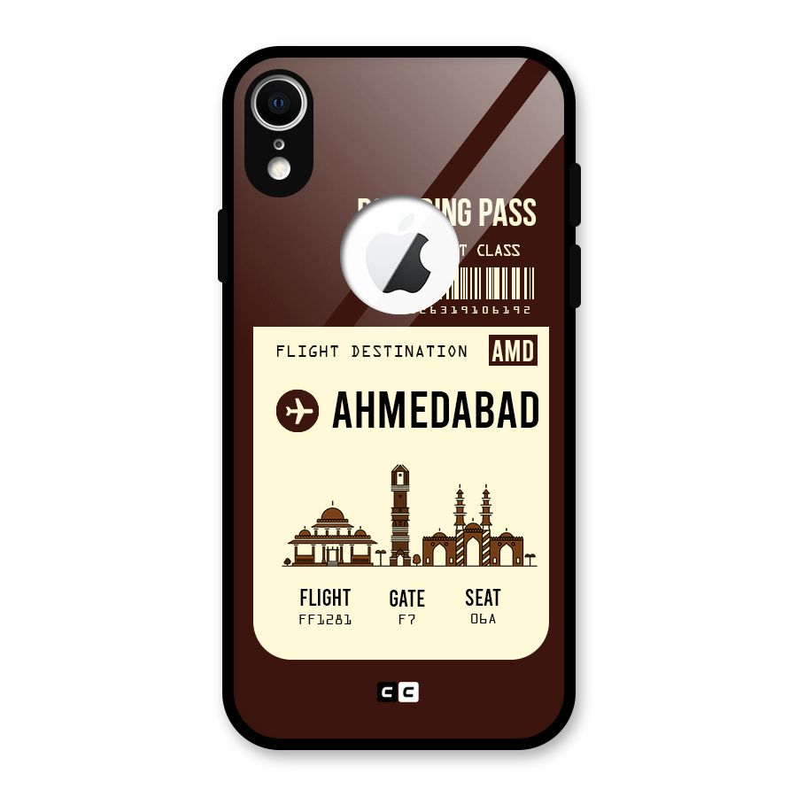 Ahmedabad Boarding Pass Glass Back Case for iPhone XR Logo Cut