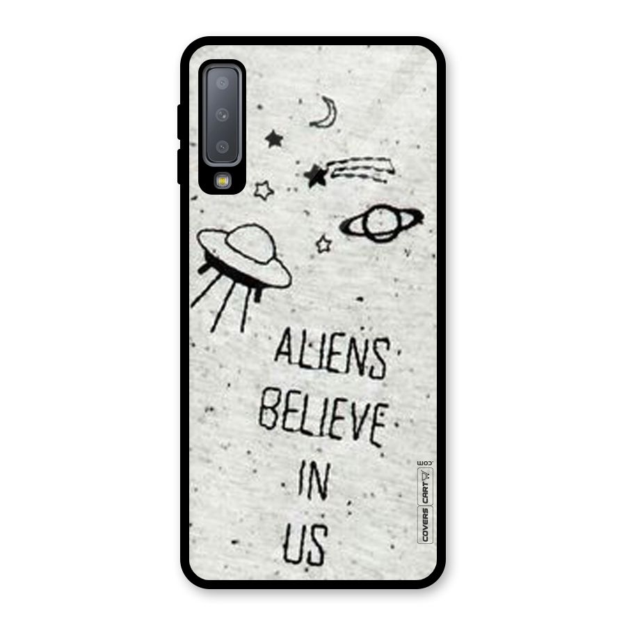 Aliens Believe In Us Glass Back Case for Galaxy A7 (2018)