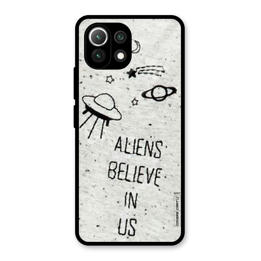 Aliens Believe In Us Glass Back Case for Mi 11 Lite