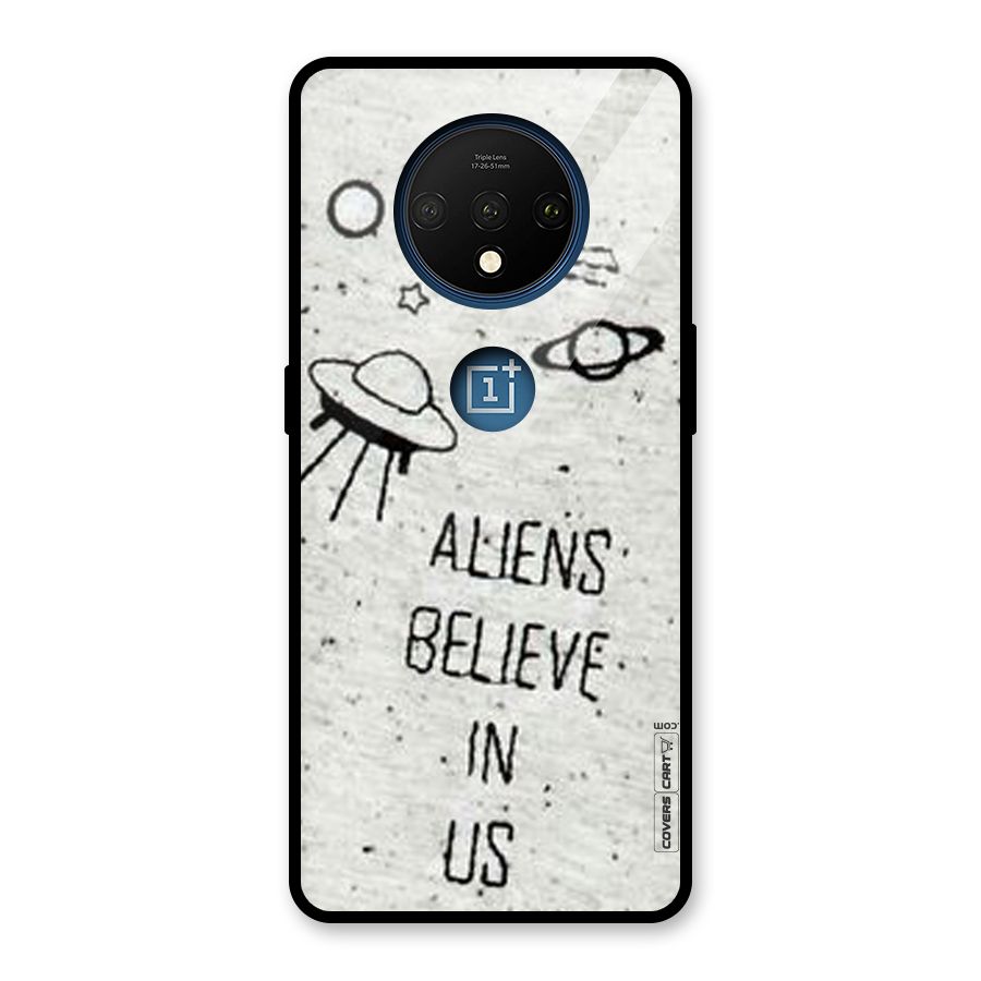 Aliens Believe In Us Glass Back Case for OnePlus 7T