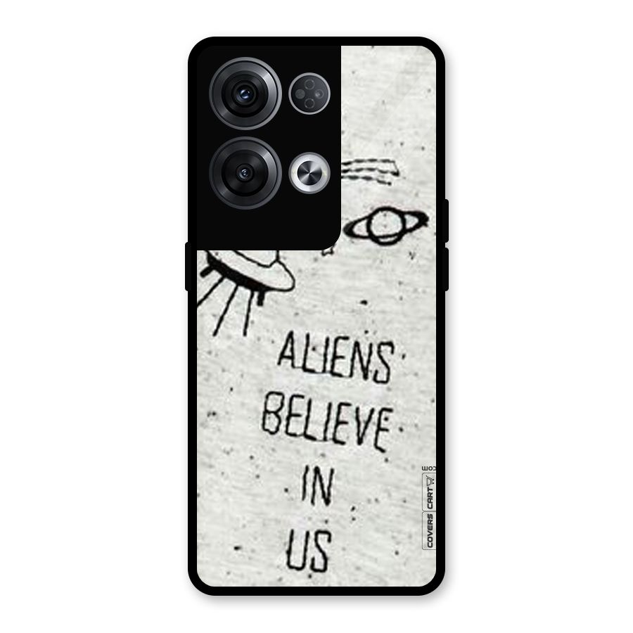 Aliens Believe In Us Glass Back Case for Oppo Reno8 Pro 5G